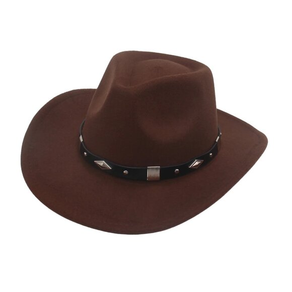Brown Western Cowboy, Cowgirl Hat, Silver Diamond Band‎ – Unisex Rodeo Hat - Picture 4 of 5